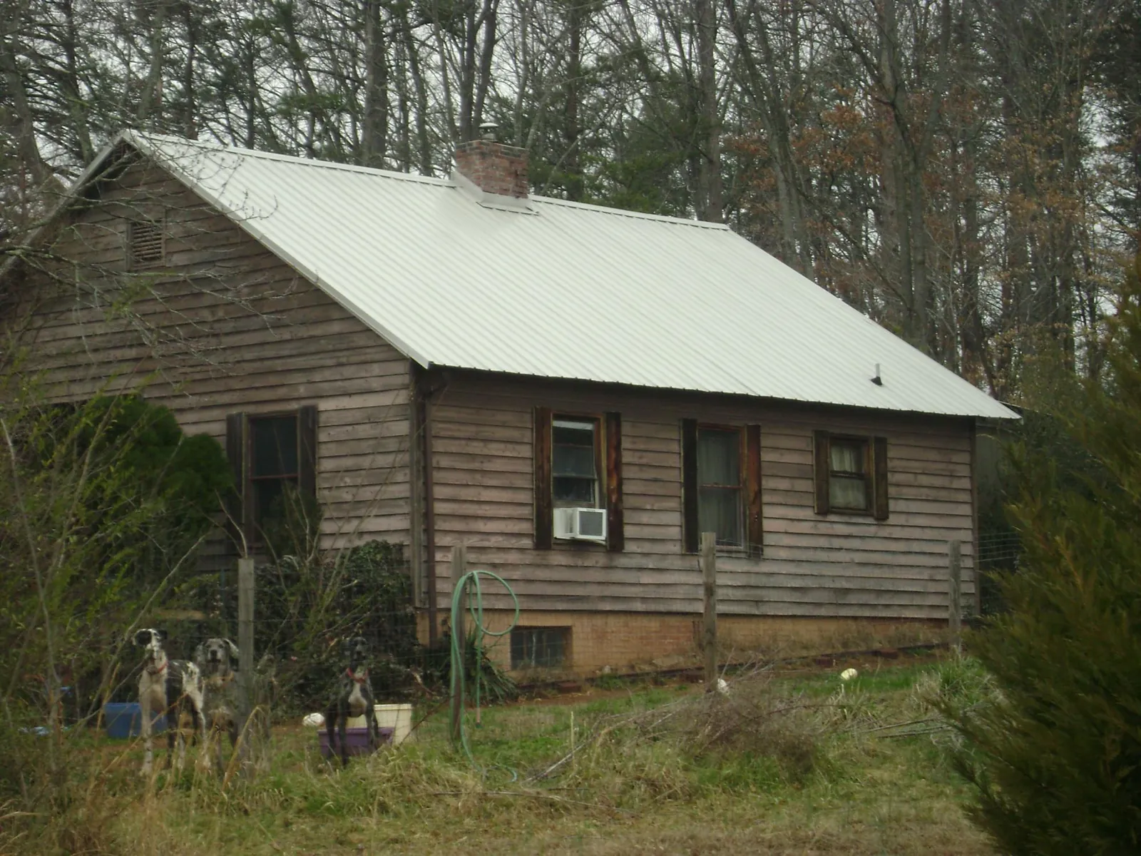 White metal roof on an old wood sided farmhouse, from a Asphalt Shingle Roof Repair job in Mount Orab